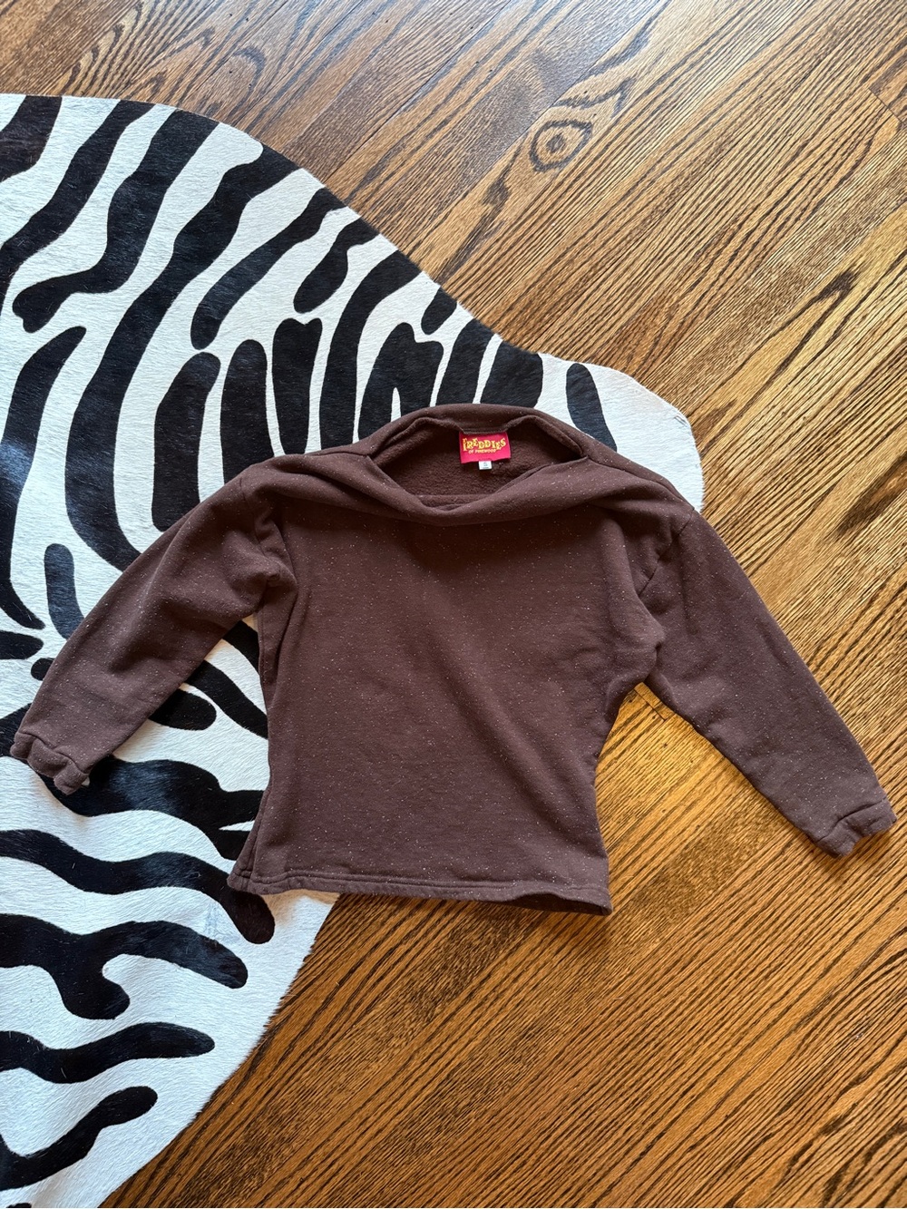 Boat Neck Top - Brown with Light Blue Specs - Picture 3 of 8